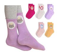 Moon Under the Bridge Girls' Cotton Ankle Socks Multipack - 5 Pairs Multi Pack Cute Animals 3-5 Years