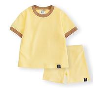 Moon Under the Bridge Kids' Lightweight Waffle Texture Summer Cotton Pyjama Matching Set for Boys and Girls Yellow 5-6
