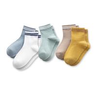 Moon Under the Bridge Kids' Pastel Colours Striped Cotton Lightweight Summer Socks for Boys and Girls pack of 5 Size M 3-5 Years