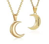 Moon Urn Necklaces for Ashes Stainless Steel Cremation Jewelry for Ashes Keepsake Urn Necklace for Human Pet Ashes Memorial Jewelry for Women Men Funeral Jewelry (Customize)