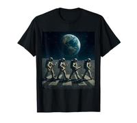 Moon Walking Astronauts in Space Abbey Crosswalk on The Moon T-Shirt