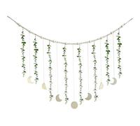 Moon Wall Art - Boho Beaded Garland Sage Green Rattan Moon Phase Wall Art, Vintage Cottagecore Cute Aesthetic Preppy Room Decor, Home Office Nursery Bedroom Decor For Teen Girls, Baby Room Decoration