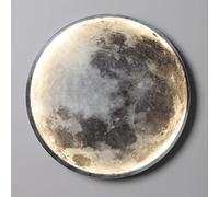 SHREALMS Moon Wall Sconce Black, Modern LED Dimmable Wall Light with Remote Control, Living Room Bedroom Hallway Foyer (30CM)