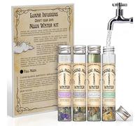 Moon Water Creation Kit | Complete DIY Set with 4 Glass Vials, Crystals & Herbs | Craft Lunar Infusions for Each Moon Phase | Wiccan, Pagan & Witchcraft Rituals | Ideal Witchy Gift & Witch Starter Kit
