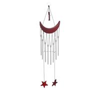 Moon Wind Chime with Wooden Pendant, Aluminum Bell Home Decor | Classic Simple Design, Easy to Install, Soothing Chime, for Windows, Balcony Ceiling, Study Spaces
