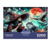 Moon Witch 1000 Pieces Jigsaw Puzzle Set Dark Occult Mystique Jigsaw Puzzle Premium Cardstock Senior Enthusiasts Concentration Training Housewarming Gift Indoor Leisure 70x50cm/1000pcs