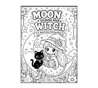 Moon Witch Coloring Book: Bold & Easy Coloring Book | Cute Witches, Magical Cats, Enchanted Moons, Crystals & Cozy Magic