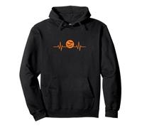 Moon With Bats Heartbeat EKG Line Pullover Hoodie