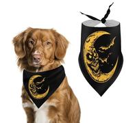 Moon with Bats Scary Face Pet Triangle Bandana Soft Puppy Scarfs Dog Cat Gifts for Small Medium Pets