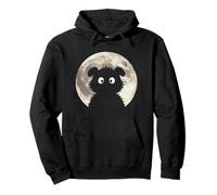Moon with Silhouette of a Cute Little Comic Bear Pullover Hoodie