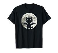 Moon with Silhouette of Little Comic Baby Dragon T-Shirt