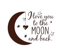 Moon with Stars I Love You to The Moon and Back Quote Baby Lettering Stickers 51x69.7cm It Won't Fall Off Coffee