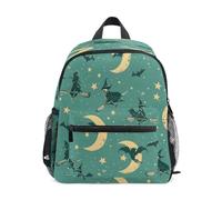 Moon Wizard Broom Pentagram Pattern Toddler Backpack, Boy Backpack Preschool Bag Kindergarten Schoolbag Nursery Travel Bag for Girl