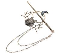 Moon Wolf Hair Pin in Golden Alloy for Women Festive Occasions | Polished Quirky Design, Lightweight Secure Hold, Suitable for Casual Outings and Holiday Costumes