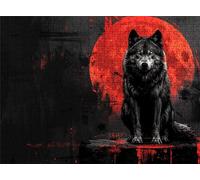 Moon Wolf Puzzle - 1500 Piece Jigsaw Puzzles for Adults - The Back Features Printed Letter Guides - The Pieces fit Together Snugly - Wooden Puzzles for Adults - Gifts Family 34.3 X 22.4 Inch s7h-654