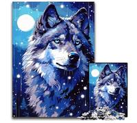 Moon Wolf Retro Pixel Art Puzzle 1000 Pieces Jigsaw Paper Jigsaw Puzzles Interactive Family Game Ideal Family Activity Game 1000 PCS(38x26cm)