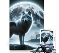 Moon Wolf Silhouette 1000 Piece Jigsaws for Teenagers Puzzle DIY Fun Bright Hue Pattern Build Wall Accent (38x26cm)