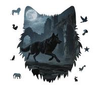 Moon Wolf Theme Jigsaw Puzzle 175PCS Wolf Head Design Puzzle Wooden Jigsaw Puzzles for Adults Families