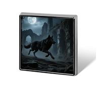 Moon Wolf Theme Lapel Pin for Men Brooches And Pins for Women Square Metal Badge for Shirts, Jackets, Hats | Durable Fashion Accessory & Gift for Men, Women, Events