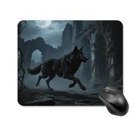 Moon Wolf Theme Mouse Pad Square Mouse Mat Non-Slip Rubber Base Mousepad Wireless Mice Mat for Gaming, Office & Home, Waterproof Mouses Mats for Laptop/Desktop 20 * 25cm