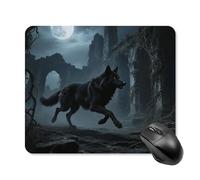 Moon Wolf Theme Mouse Pad Square Mouse Mat Non-Slip Rubber Base Mousepad Wireless Mice Mat for Gaming, Office & Home, Waterproof Mouses Mats for Laptop/Desktop 25 * 30cm