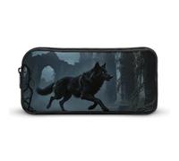 Moon Wolf Theme Pencil Case - Large Aesthetic Makeup Bag Multi-Purpose Pencil Pouch Cute Cosmetic Bag with Zipper Closure for Office, Home, Study & Travel