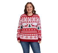 Moon Wood Christmas Jumpers for Women Funny Ugly Ladies Christmas Jumper Long Sleeve Winter Warm Knit Pullover Sweater Plus Size Floral 06 XXL