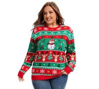Moon Wood Christmas Jumpers for Women Funny Ugly Ladies Christmas Jumper Long Sleeve Winter Warm Knit Pullover Sweater Plus Size Floral 05 L