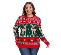 Moon Wood Christmas Jumpers for Women Funny Ugly Ladies Christmas Jumper Long Sleeve Winter Warm Knit Pullover Sweater Plus Size Floral 03 XXL