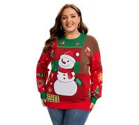 Moon Wood Christmas Jumpers for Women Funny Ugly Ladies Christmas Jumper Long Sleeve Winter Warm Knit Pullover Sweater Plus Size Floral 01 L