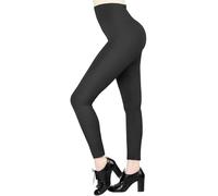 Moon Wood High Waisted Fleece Lined Leggings for Women Soft Stretchy Tummy Control Leggings Ladies Black Pants for Workout Gym Sport