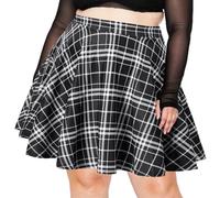 Moon Wood Plus Size Plaid Skirt, Black & White, 5XL/Plus