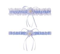 Moon Wood Plus Size Wedding Garters for Bride with Elastic Band, Something Blue Lace Belts Bridal Garter Set for Bride on Wedding, Blue, Plus Size