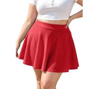 Moon Wood Plus Size Women's Mini Skater Skirt Elastic Waist Flared Skirts