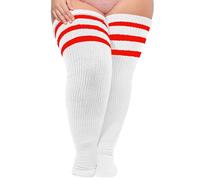 Moon Wood Plus Size Womens Thigh High Socks for Thick Thighs- Extra Long & Thick Over the Knee Stockings- Leg Warmer Boot Socks
