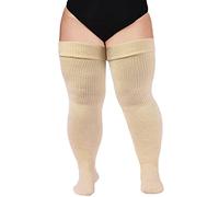 Moon Wood Plus Size Womens Thigh High Socks for Thick Thighs- Extra Long & Thick Over the Knee Stockings- Leg Warmer Boot Socks