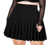 Moon Wood Women's Plus Size Mini Skirt High Waist Casual Pleated Skirt with Shorts Stretchy Versatile Tennis Skorts Black 4XL