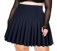 Moon Wood Women's Plus Size Mini Skirt High Waist Casual Pleated Skirt with Shorts Stretchy Versatile Tennis Skorts Navy L