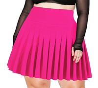 Moon Wood Women's Plus Size Pleated Tennis Skirt- Girls High Waist Athletic Golf Skirts with Shorts, Rose Red, 5XL/Plus