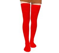 Moon Wood Women's Thigh High Socks Extra Long Over The Knee Cotton Knit Socks Thick Warmer Soft Tall Long Boot Stockings Leg Warmers Christmas Red