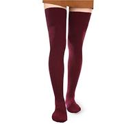 Moon Wood Women Thigh High Socks Extra Long Over The Knee Cotton Knit Socks Thick Warmer Soft Tall Long Boot Stockings Leg Warmers Burgundy