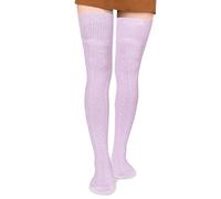 Moon Wood Women's Thigh High Socks Extra Long Over The Knee Cotton Knit Socks Thick Warmer Soft Tall Long Boot Stockings Leg Warmers Lavender