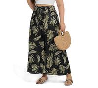 Moon Wood Womens Wide Leg Pants Plus Size Printed Flowy Palazzo Trousers Lounge Summer Pants Floral Beach Trousers with Pockets Printing 04 XXL