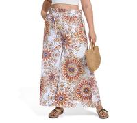 Moon Wood Womens Wide Leg Pants Plus Size Printed Flowy Palazzo Trousers Lounge Summer Pants Floral Beach Trousers with Pockets Printing 03 4XL
