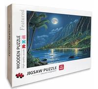 Moon Wooden Jigsaw Puzzles 75x50cm, Night View Jigsaw Puzzles 1000 Piece for Adults with Box, Educational Challenging Game, Gifts for Teens, Back Lettering Easy to Distinguish, Home Decoration, 2-2581