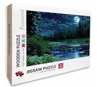Moon Wooden Jigsaw Puzzles 75x50cm, Night View Jigsaw Puzzles 1000 Piece for Adults with Box, Educational Challenging Game, Gifts for Teens, Back Lettering Easy to Distinguish, Home Decoration, M-3928