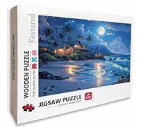 Moon Wooden Jigsaw Puzzles 75x50cm, Sea View Jigsaw Puzzles 1000 Piece for Adults with Box, Educational Challenging Game, Gifts for Teens, Back Lettering Easy to Distinguish, Home Decoration, 2-4387