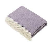 Moon Wool Plaid Throw Blanket, Merino Lambswool, Herringbone Clover, Made in UK