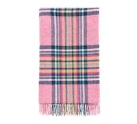 Moon Wool Plaid Throw Blanket, Pure New Wool, St Ives Pink, Made in UK