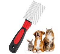 Moon3X® Pet Grooming Combs Deshedding Tool Dog Cat Grooming Comb Stainless Steel Metal Double Sided Comb for Small & Large Pets Medium & Long Hair Fur Rake Tool 17 x 6 CM